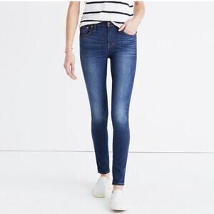 Madewell 9” High Rise Skinny Crop Blue Stretch Denim Jeans Sz 4